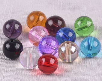 Round Glossy Crystal Glass 6mm 8mm 10mm 12mm 14mm Loose Beads Wholesale Lot For Jewelry Making DIY Bracelet Crafts Findings