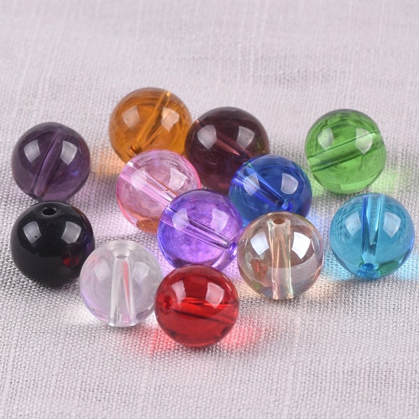 Round Glossy Crystal Glass 6mm 8mm 10mm 12mm 14mm Loose Beads Wholesale Lot For Jewelry Making DIY Bracelet Crafts Findings