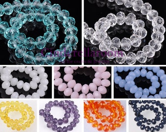 60pcs 10X7mm Rondelle Faceted Cut Crystal Glass Loose Spacer Beads---Jewelry Findings Crafts---BZ010