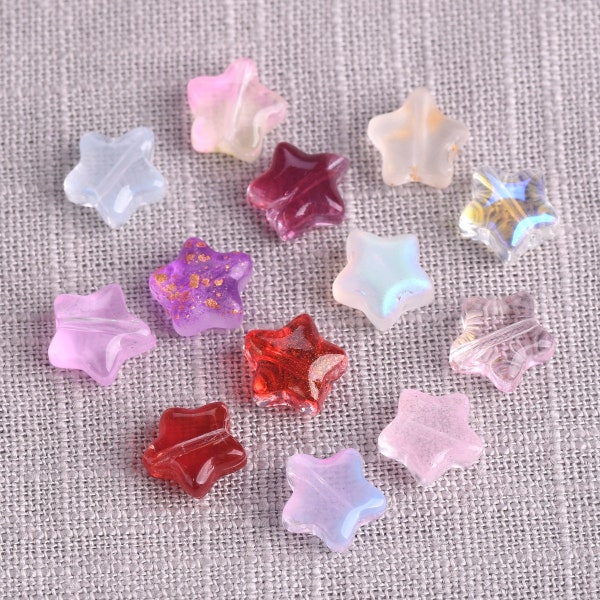 20pcs Small Star Shape 8mm Colorful Crystal Lampwork Glass Loose Beads Lot for Jewelry Making Findings DIY Crafts Findings
