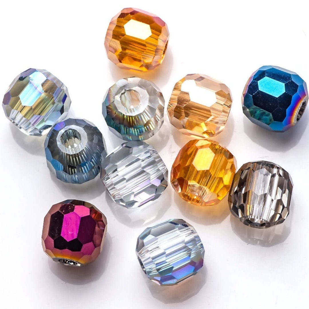 Dowarm 10mm Round Crystal Beads - 50pcs Light Blue AB, Faceted Glass Beads For Jewelry Making