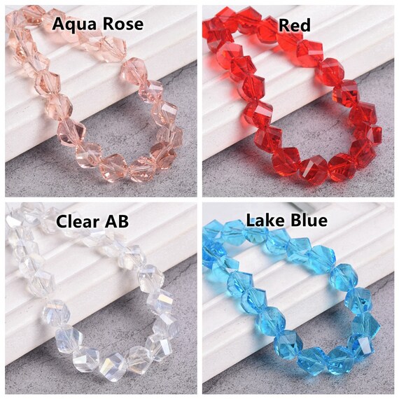 Crystal Glass Beads for Jewelry Making Faceted Shape Assorted Colors with  Container Box, for DIY Art and Craft - blue