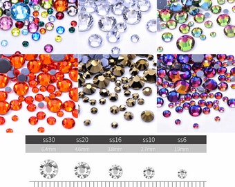 1000pcs Mixed Sizes SS6~SS30 2mm~6mm Wholesale Hot Fix Iron On Czech Crystal Glass Rhinestones lot for Sewing DIY Decoration