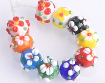 10pcs Round 10mm Handmade Lampwork Glass Loose Crafts Beads for Jewelry Making DIY Findings