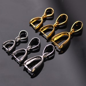 20pcs Gold/Silver/Platinum Metal Bails Connectors Bale Pinch Pendant Clasp Clips 14x6/17x7/19x8mm for Pendant Jewelry Making Findings