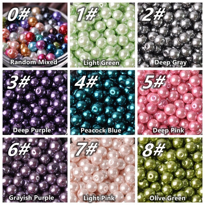 thumbnail image 2 of 100pcs 8mm Mixed Glass Pearl Round Spacer Beads | Approx 25 Colors | Loose Beads 2 of 6