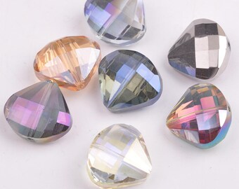 5pcs 20x18mm Scallop Shape Faceted Colorful Plated Crystal Glass Loose Beads For DIY Pendants Jewelry Making Crafts Findings