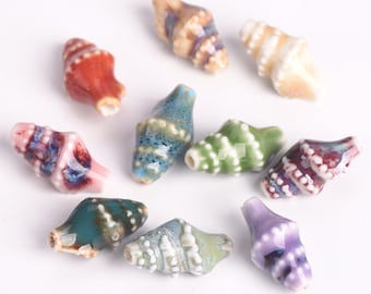 10pcs Ocean Conch Shape 20x11mm Colorful Glazed Ceramic Porcelain Loose Beads For Jewelry Making DIY Crafts Findings