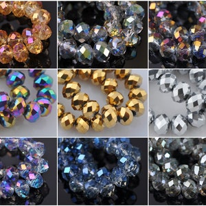 30pcs 12x8mm 12mm Plated Colorized Rondelle Faceted Crystal Glass Loose Spacer Beads Wholesale lot for Jewelry Making DIY Crafts Findings