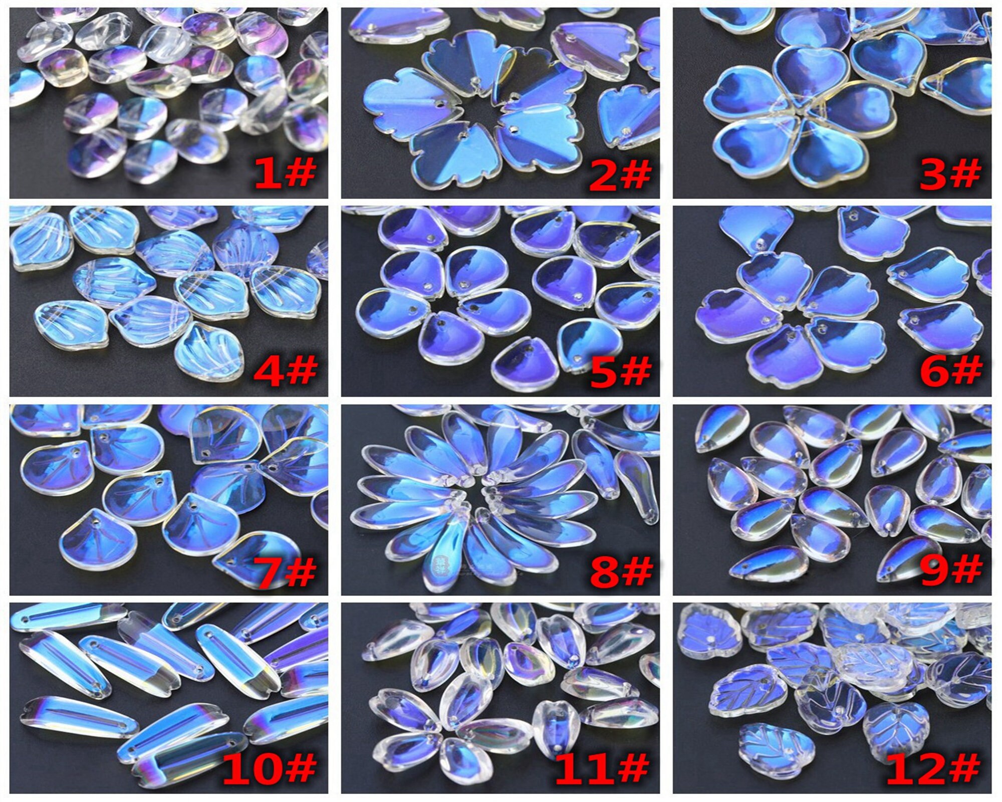 20pcs Free Styles Flower Leaf Petals Clear AB Aurora Crystal Etsy