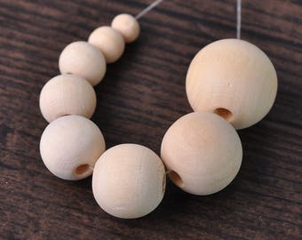 Wholesale Bulk Natural Wood Round Beads Diameter: 6mm 8mm 10mm 12mm 14mm 16mm 18mm 20mm 25mm ---MT101