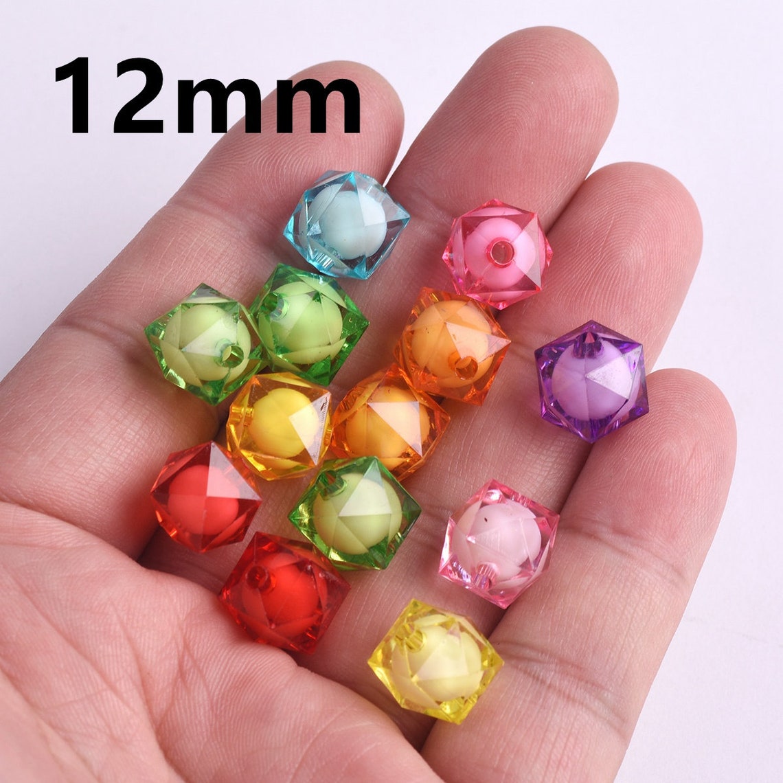 50pcs Cube Octagon Shape Colorful Acrylic Plastic 8mm 10mm | Etsy