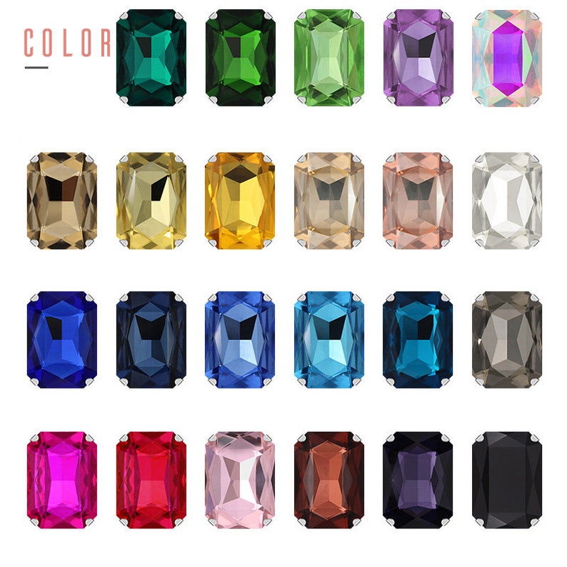 Rectangle Rhinestone Pattern 10pcs Sew on Rectangle 8x10mm 10x14mm 13x18mm 18x25mm Crystal Glass ...