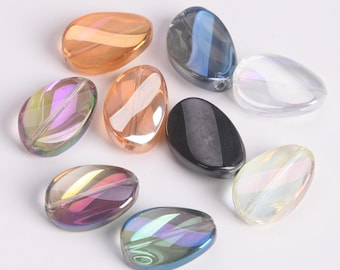 オーバルボールガラスビーズ 30個 19 x 15 mm クリスタルガラスルース