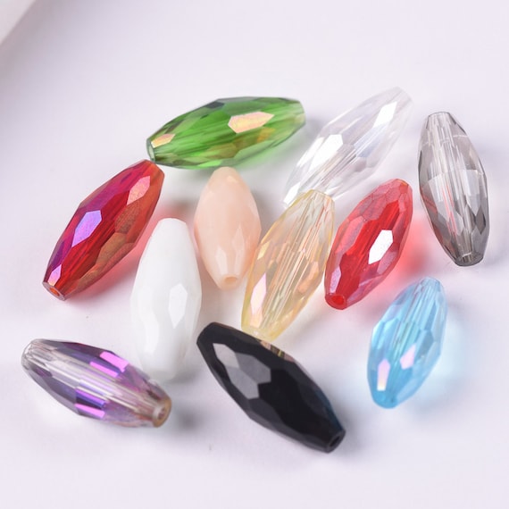 Loose Crystal Beads 10pcs 18x8mm Oval Faceted Crystal Glass Beads For Jewelry Making - Loose Beads Jewelry Making Beads