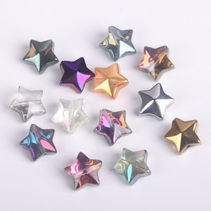 10pcs Shiny Glossy Star 13mm Colorful Crystal Glass Loose Beads For Jewelry Making DIY Crafts Findings