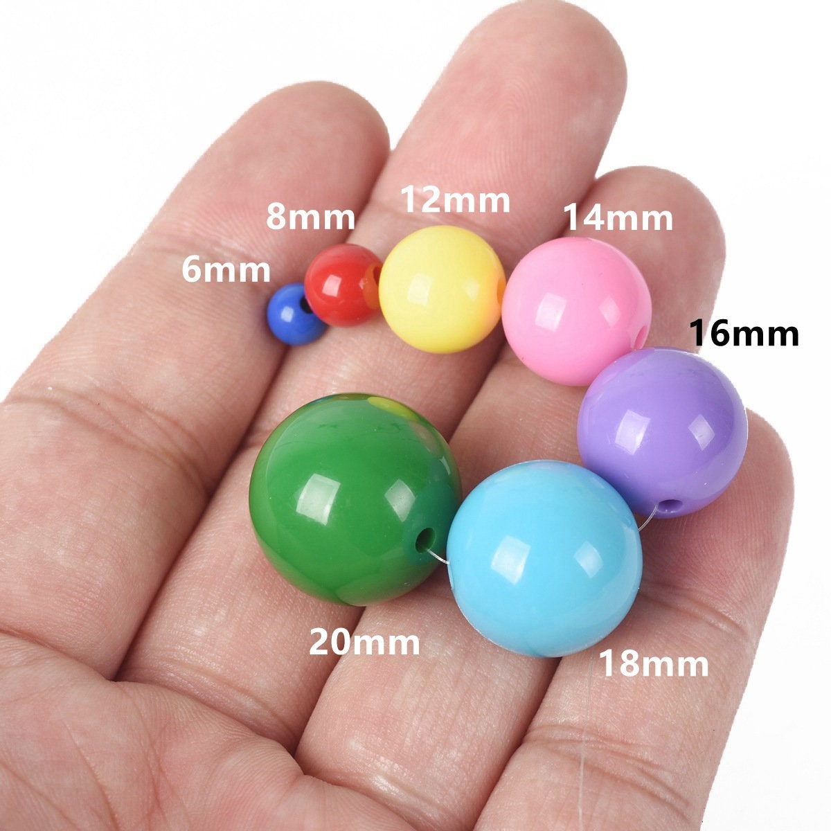 Runde, Opake Acryl-Perlen Lose – Viele Größen Von 6mm Bis 20mm Für Schmuck & Basteln