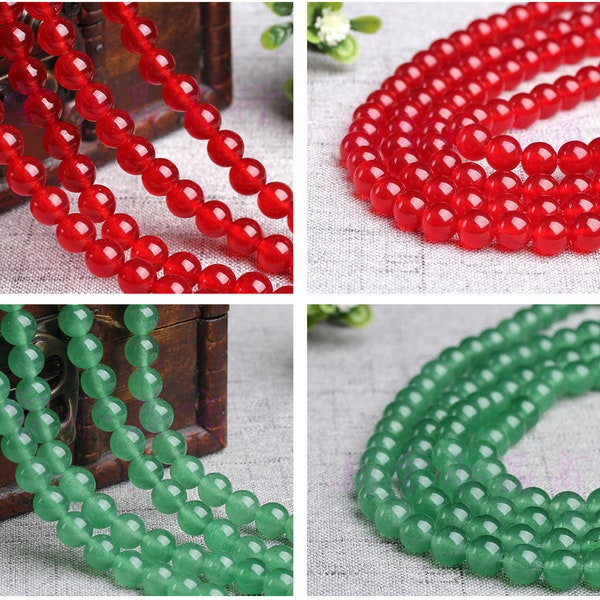 15"/strand Red Carnelian/ Green Chrysoprase Gemstone Round Stone Beads 4/6/8/10/12/14mm Natural Jewelry Making Findings Crafts DIY BS721-722