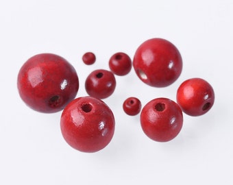 Wholesale Red Natural Wood Round Loose Beads Jewelry DIY Bracelet Crafts 6mm 8mm 10mm 12mm 14mm 16mm 18mm 20mm ---MT105