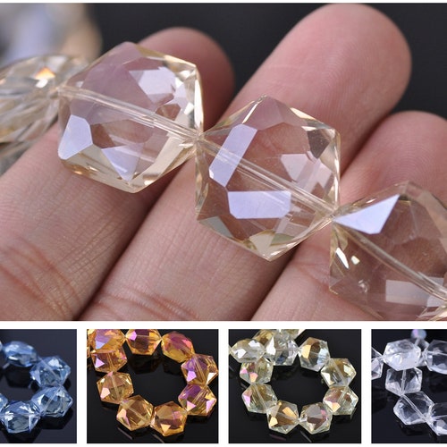 5pcs Big 22mm Hexagon Faceted Crystal Glass Loose Craft Beads for Jewelry Making 5pcs Big 22mm Hexagon Faceted Crystal Glass Loose Craft Beads for Jewelry Making