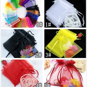 Groothandel 100pcs Sheer Organza tassen, bruiloft decoratie, partij gunst gift candy bags, 7x9cm/9x12cm/10x15cm sieraden pouches verpakking LP001 LP003 afbeelding 3