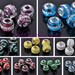 10pcs 14X10mm Murano Crystal Rhinestone Loose Lampwork Glass Big Hole Beads Wholesale Lot European Charm Bracelet Jewelry Findings PD130~131