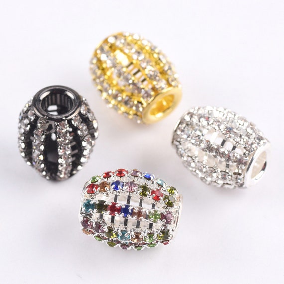 5pcs 18x16mm Copper Metal Alloy Crystal Rhinestones Lantern Bracelet Charms Big Hole Loose Beads Jewelry Making Crafts Findings