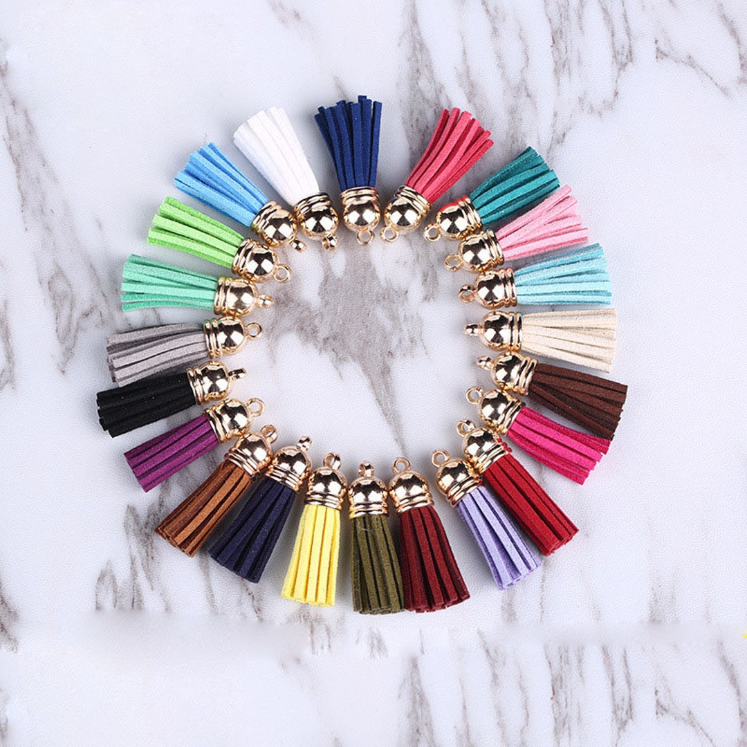 20pcs 4cm Faux Suede Plastic Tassels Pendant Charms Jewelry Making