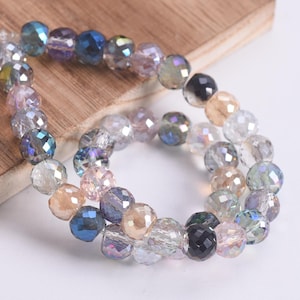 30pcs 6mm x 4.5mm / 20pcs 8mm x 6mm Exquisite Round Drum Shape Faceted Crystal Glass Loose Spacer Beads For Jewelry Making DIY Findings