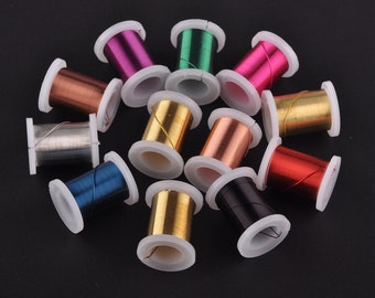 12 bobines couleurs mélangées 0.3 / 0.4 / 0.5mm Ensemble de fil de cuivre Artisanat Fil perlé Bijoux Fabrication bricolage Artisanat Conception Réparation Découvertes Cordon métallique - LX013