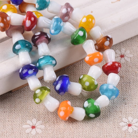 glass mushroom beads loose beads for