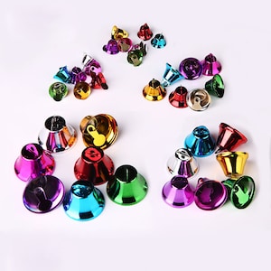 10/20pcs 14/16/21/26/32mm Vacuum Plating Metal Iron Mixed Color Christmas Small Jingle Bells Crafts DecoratIon Findings Jewelry Making JS412