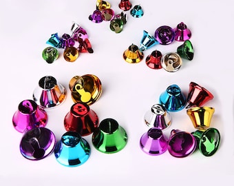 10/20pcs 14/16/21/26/32mm Vacuum Plating Metal Iron Mixed Color Christmas Small Jingle Bells Crafts DecoratIon Findings Jewelry Making JS412