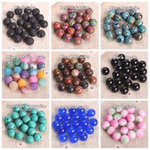 Natural Stone Round 4mm 6mm 8mm 10mm 12mm Loose Gemstone Beads Lot For Jewelry Making DIY Bracelet image 8