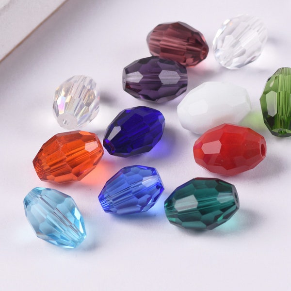 Oval Faceted 8x6mm 11x8mm Crystal Glass Loose Spacer Beads Lot For Jewelry Making DIY Crafts Findings