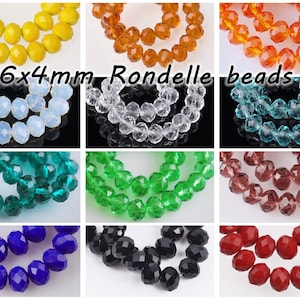 100pcs 6x4mm Solid Colors Rondelle Faceted Crystal Glass Loose Spacer Beads lot for Jewelry Making DIY Crafts Findings --- SKU BZ006