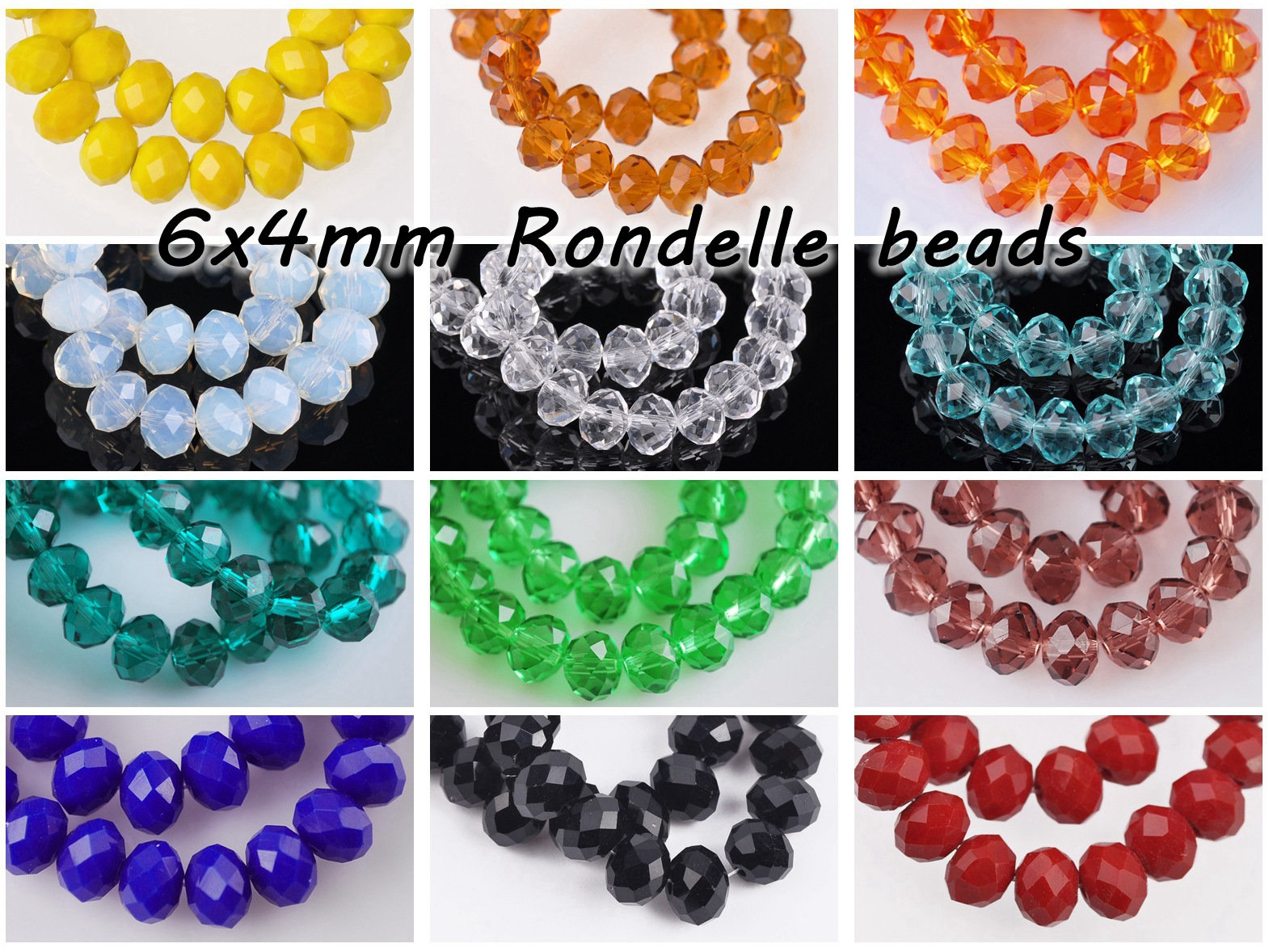 100pcs 6x4mm Faceted Glass Crystal Rondelle Loose Beads 111Colors Findings DIY 