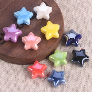 10 pezzi a forma di stella da 14 mm, perline di porcellana Ceramci fatte a mano lucide e lucide per la creazione di gioielli fai da te