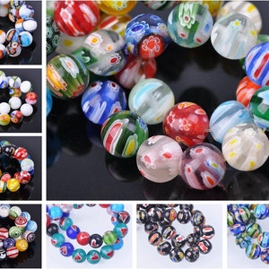 Round Mixed Millefiori Glass 6mm 8mm 10mm 12mm Loose Spacer Beads lot for Jewelry Making DIY Craft Findings LL211~LL216