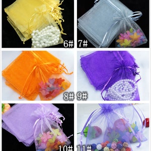 Groothandel 100pcs Sheer Organza tassen, bruiloft decoratie, partij gunst gift candy bags, 7x9cm/9x12cm/10x15cm sieraden pouches verpakking LP001 LP003 afbeelding 4