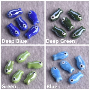 10pcs 19x10mm Fish Shape Handmade Shiny Glossy Glazed Ceramic Porcelain Loose Beads for Jewelry Making DIY Crafts Findings image 7