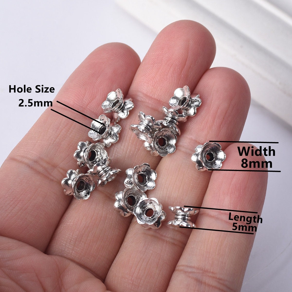 Perlin Tappi Per Perle 7 X 5 Mm, In Argento Anticato Tibetano Su - Foto 7