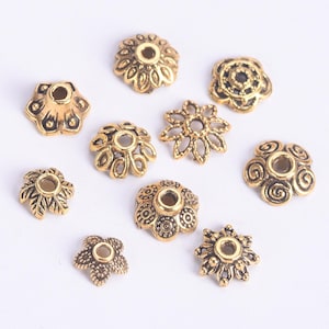 50 stuks bloemvorm 7 mm-9,5 mm kraalkapjes antiek goud kleur losse spacer kralen voor sieraden maken doe-het-zelf ambachten bevindingen kralen benodigdheden