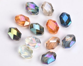 5/10Pcs Glass Oblate Crystal Crafts Charm Spacer Beads Bracelet Findings 14x10mm 5/10Pcs Glass Oblate Crystal Crafts Charm Spacer Beads Bracelet Findings 14x10mm