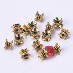 50-Pack Antique Gold Tibetan Column Spacer Beads - 9x7mm Nickel-Free Alloy For Jewelry Making - View #11