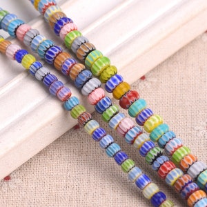 1 hebra 40cm 100 Uds Rondelle 5mm 6mm 7mm Millefiori cuentas de cristal de Murano lote al por mayor para fabricación de joyería DIY accesorios de pulsera