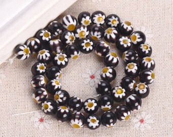 Perline Di Vetro A Forma Di Fiore Di Margherita 9-7 Mm - Bianco