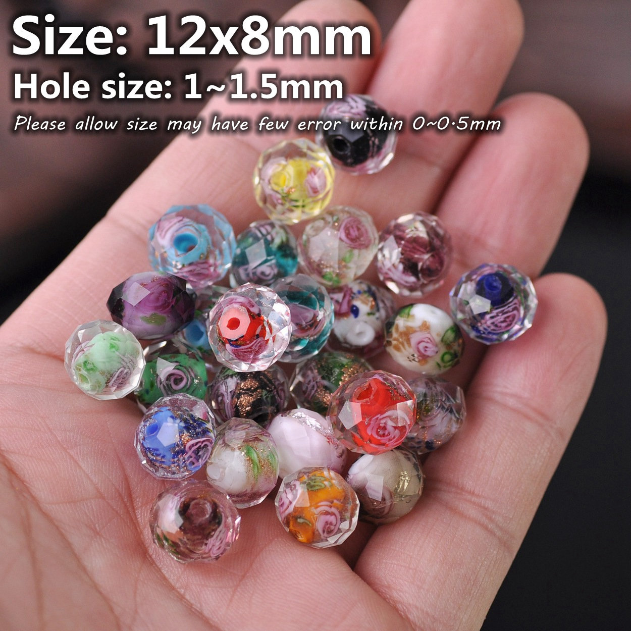 10/20Pcs Faceted Lampwork Glass Charms Rose Flower Finding Loose Beads 12X8MM 