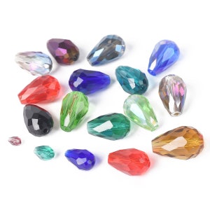 Teardrop 5x3mm 7x5mm 12x8mm 14x10mm 18x12mm Faceted Crystal Glass Loose Beads Lot For Jewelry Making DIY Crafts Findings