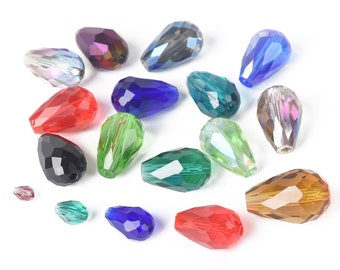 Teardrop 5x3mm 7x5mm 12x8mm 14x10mm 18x12mm Faceted Crystal Glass Loose Beads Lot For Jewelry Making DIY Crafts Findings